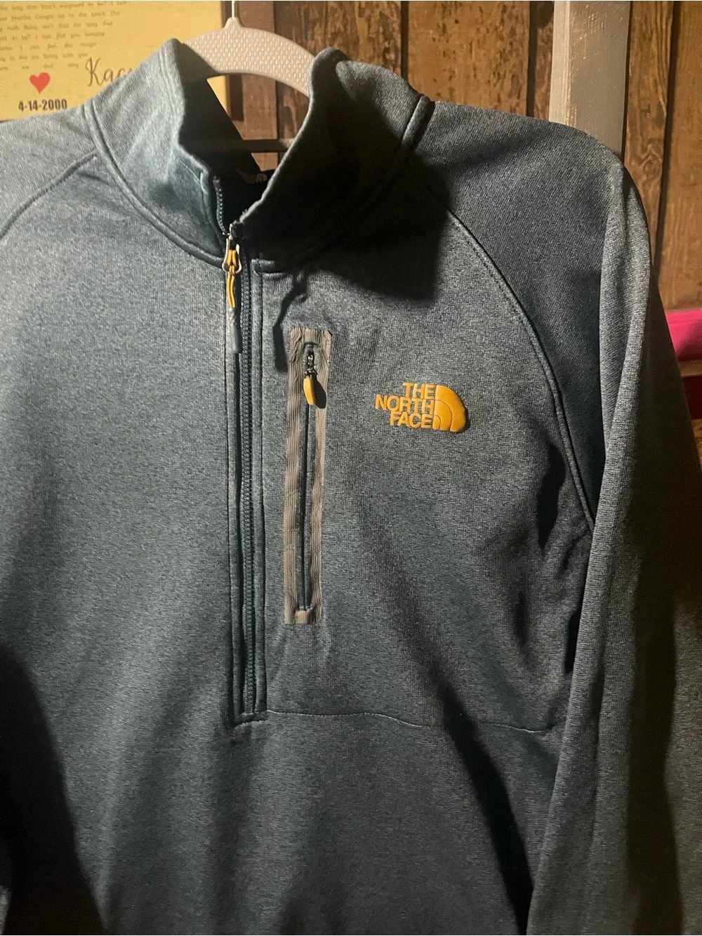 The North Face Men's Charcoal Gray Half-Zip Fleece with Gold Logo
